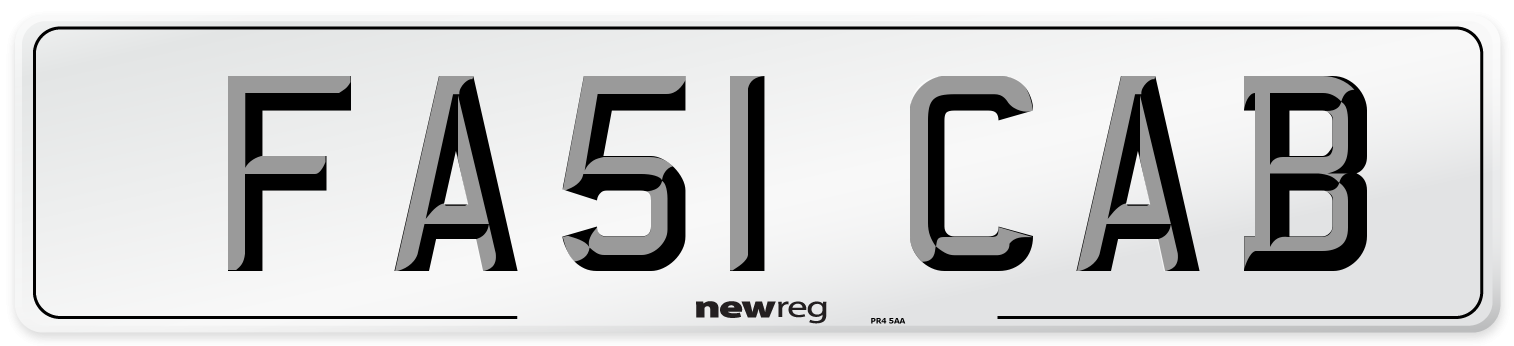 FA51 CAB Number Plate from New Reg